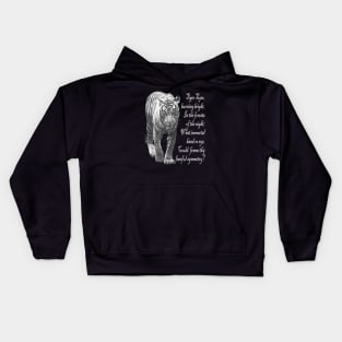 Tiger in Black & White with William Blake verse - light font Kids Hoodie